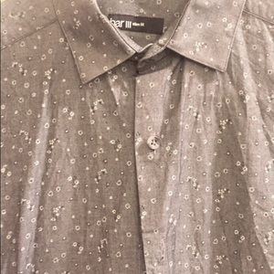 Bar III, Gray floral shirt, S